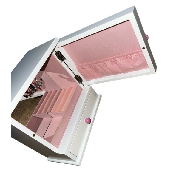 Open Front Wooden Jewelry Box Chest for Girls 8" x 8" Flowers & Butterflies with - Picture 15 of 16